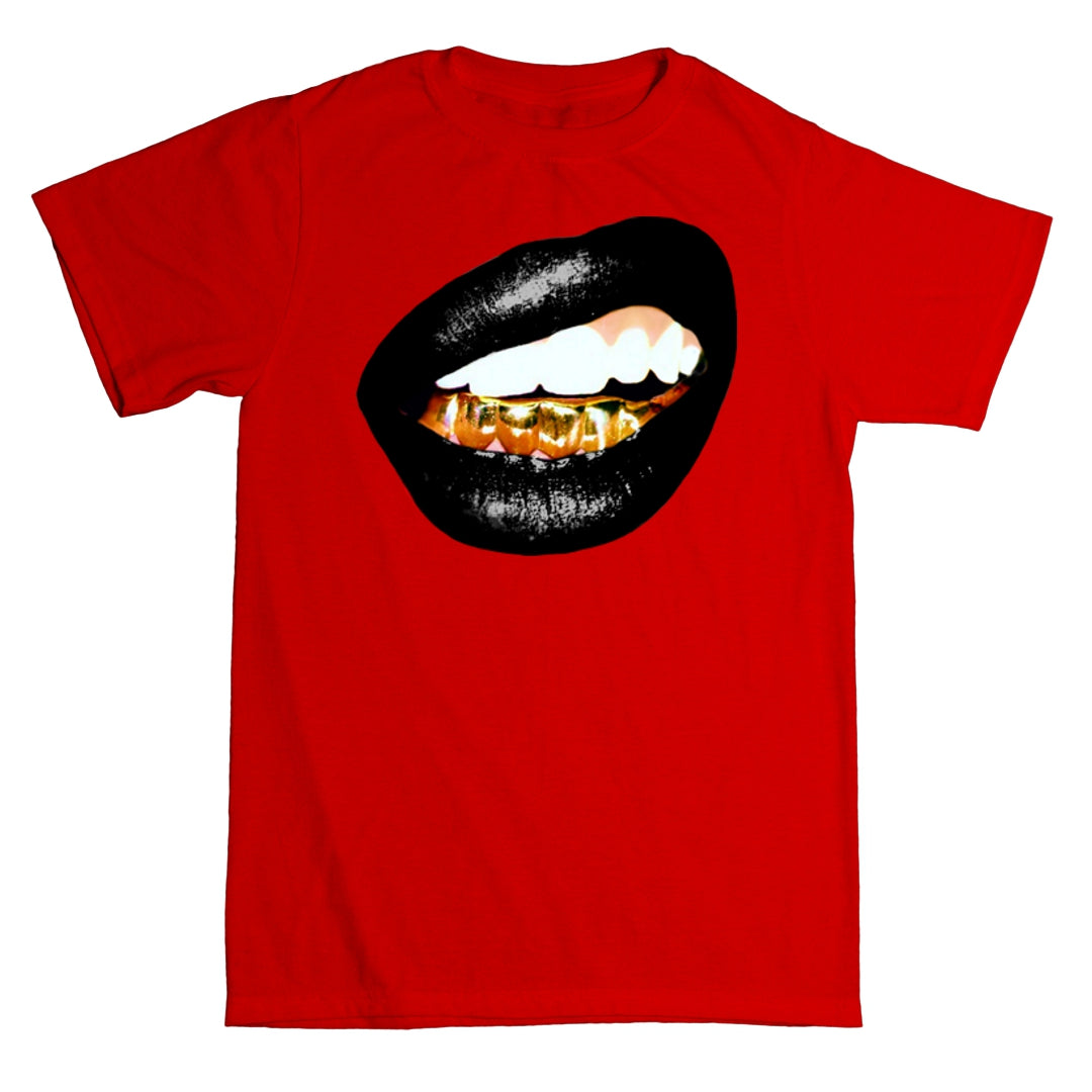 "Gold Grill (black lipstick)" T-shirt